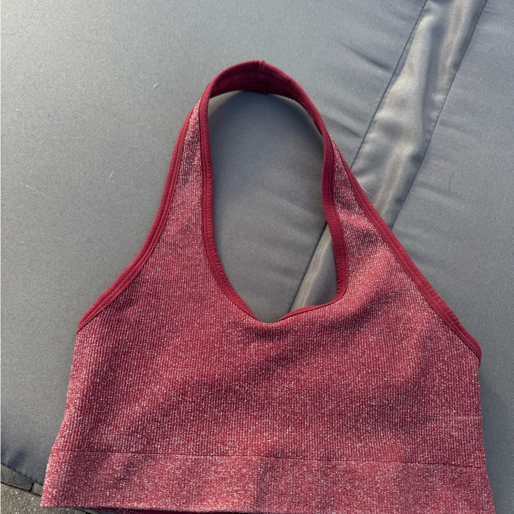 Bombshell Sportswear Maroon Halter Sports Bra